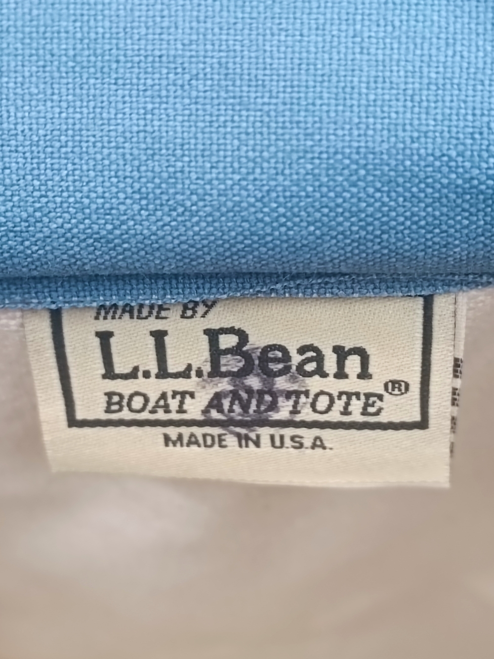L.L.Bean Boat and Tote Zip-Top Medium Canvas Bag Regatta Blue Long Handles CBK - Picture 6 of 15
